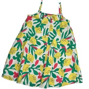 Hanna Andersson Girls Lemon Print Dress 5 110 Cotton Tropical Button Front